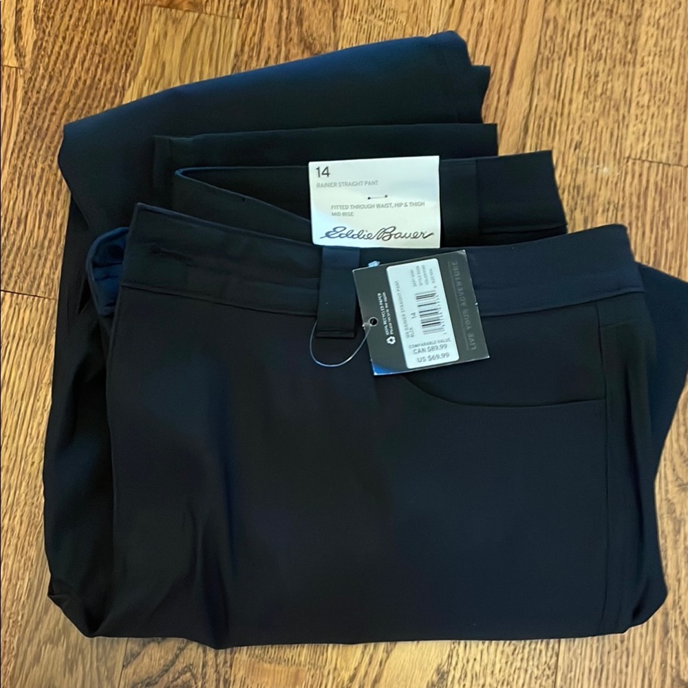 Eddie Bauer Women Rainier Straight Pants - Black Size 14